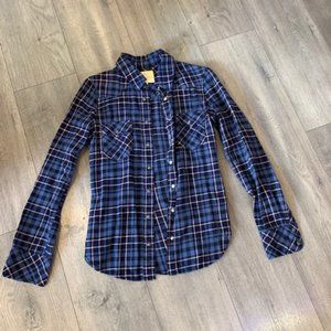 Levi's Flannel Blue/Pink Plaid Snap Top XS